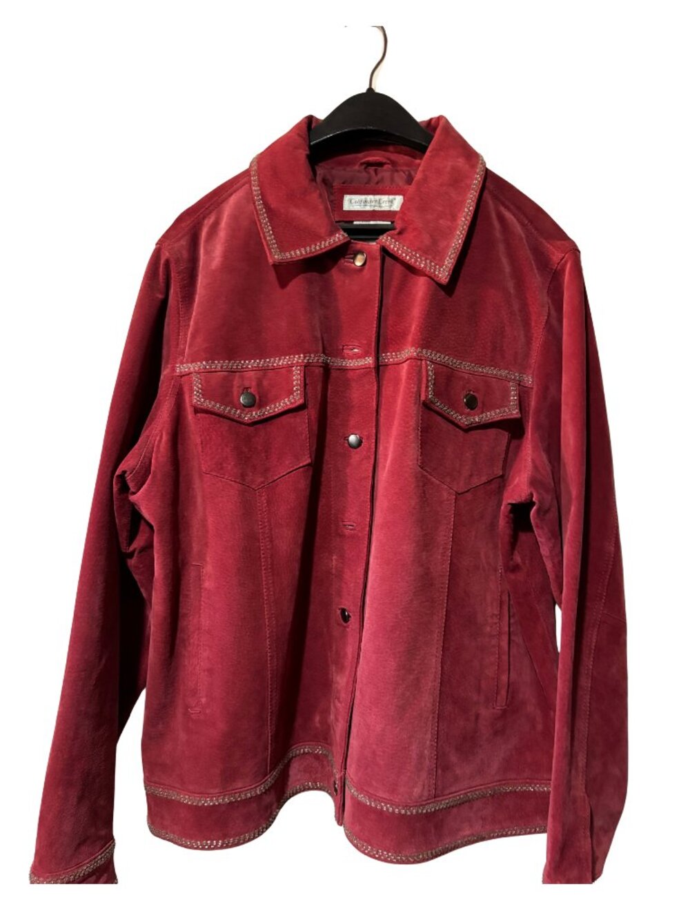 Coldwater Creek Burgundy Suede Studded Jacket- XL
